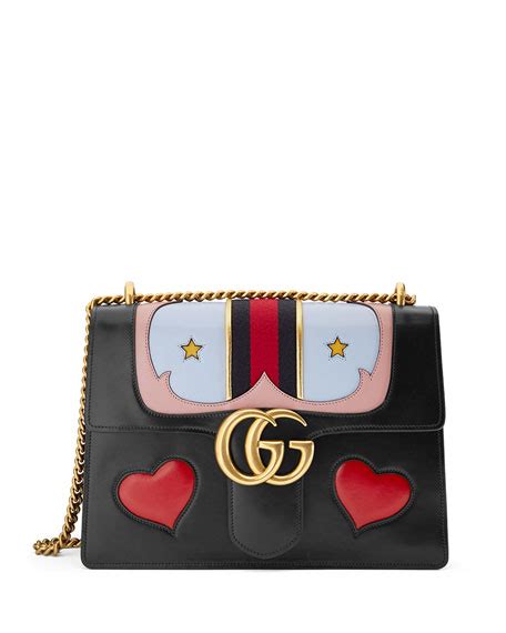 gucci gg marmont web heart shoulder bag|gucci marmont bag small size.